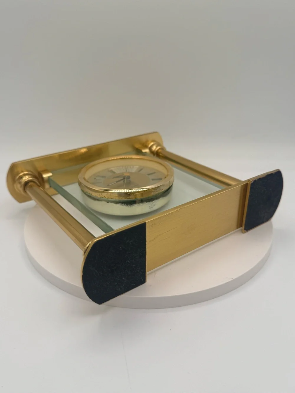 Benchmark Gold Glass Pillar Mantel Clock